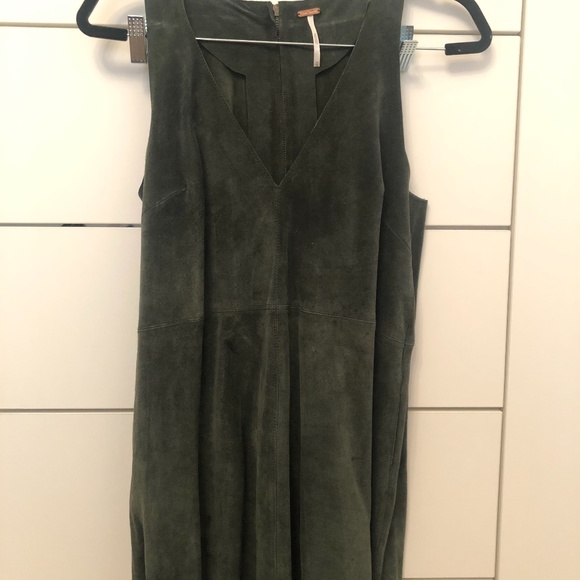 Free People Mini Hunter Green Suede Dress XS - Picture 1 of 1